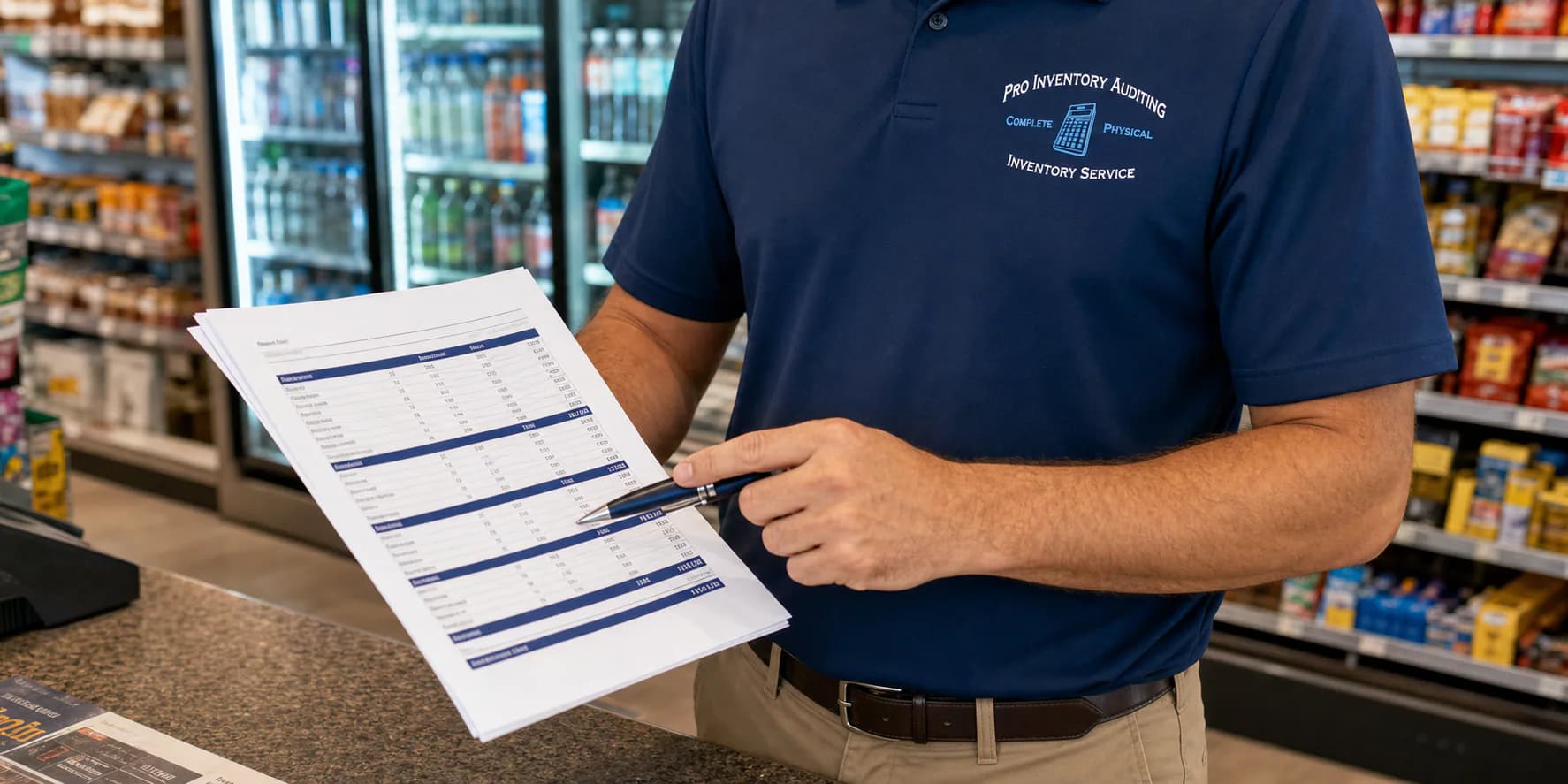 A Pro Inventory Auditing professional reviewing a financial inventory report